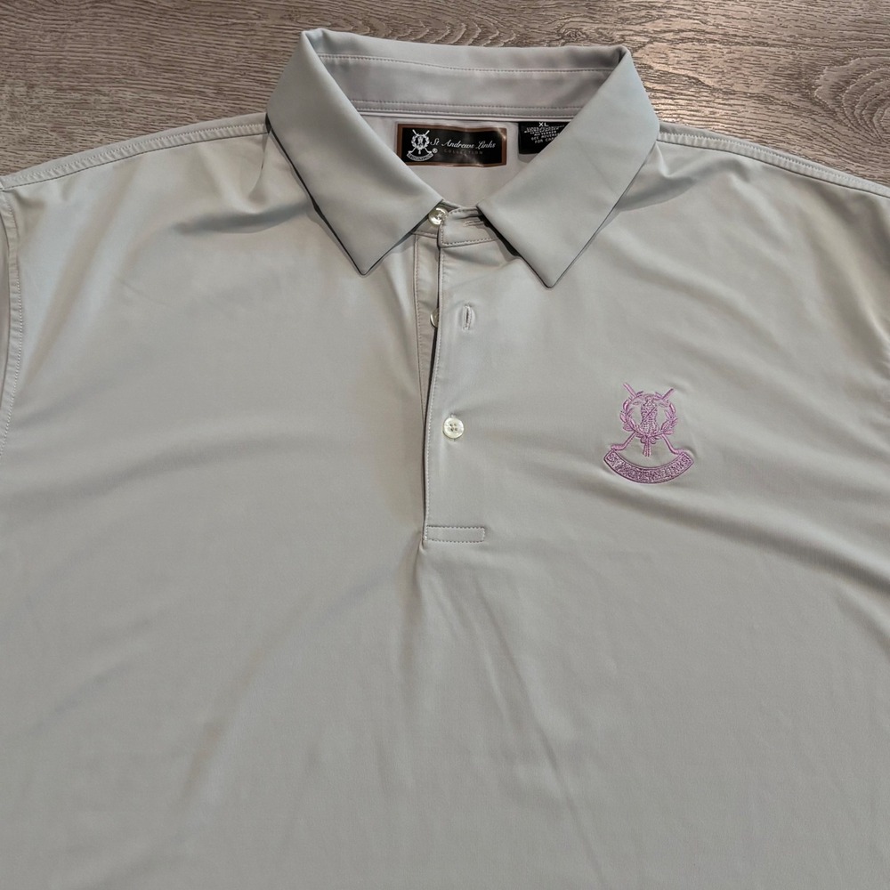 St Andrews Links Golf Polo Mens XL Gray Short Sleeve Bamboo Charcoal Performance